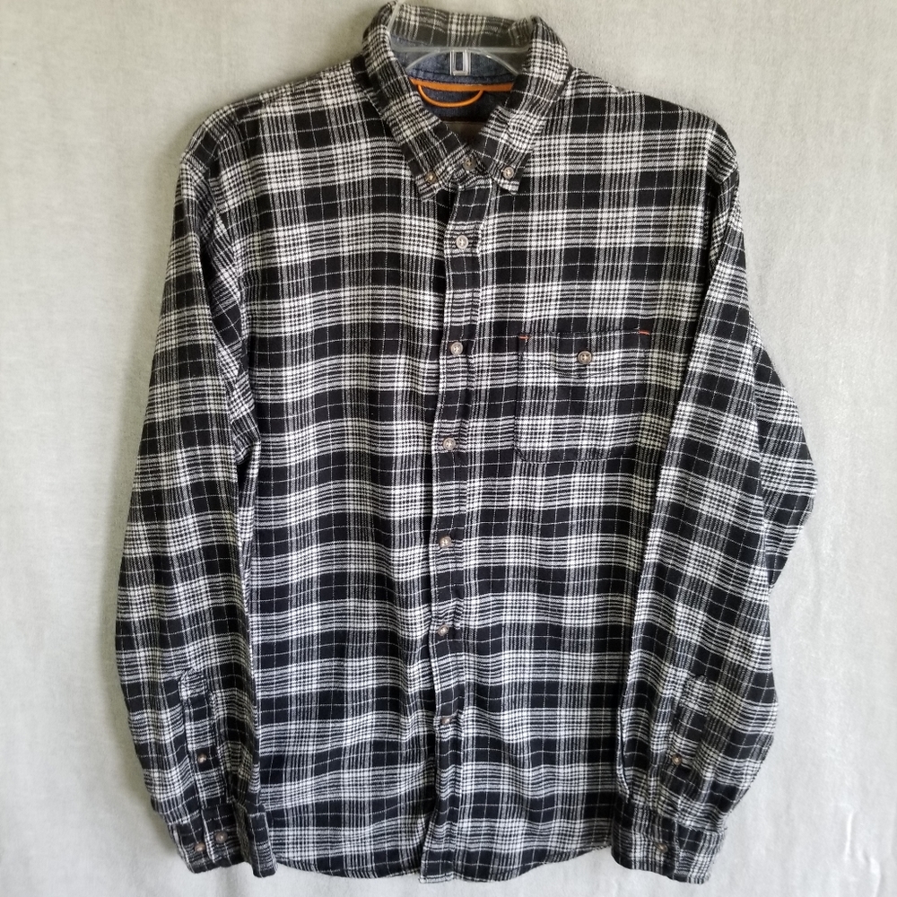 Hawke & Co. Men's Plaid Flannel Long‎ Sleeve Button Down Shirt Size XL Black